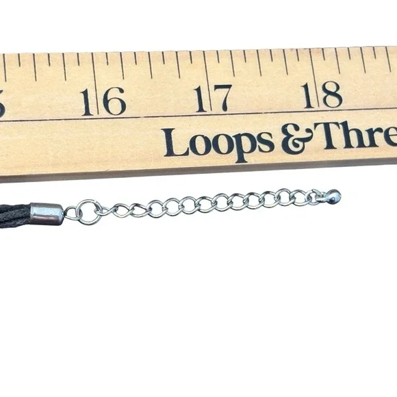 Drop Pendant Necklace Antiqued Metal Design Embossed Black‎ Multi-strand Cord - Picture 16 of 16